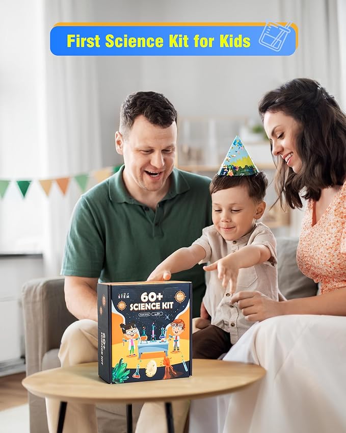 60+ Science Experiment Kit for Kids Ages 5-6-7-8, STEM Learning and Educational Toys, First Science Kit for Boys Girl Birthday Gifts