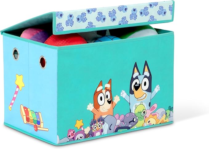 Delta Children - Bluey 4-Piece Toddler Room-in-a-Box Set – Includes Sleep and Play Toddler Bed, Table, 1 Chair and Fabric Toy Box, Blue