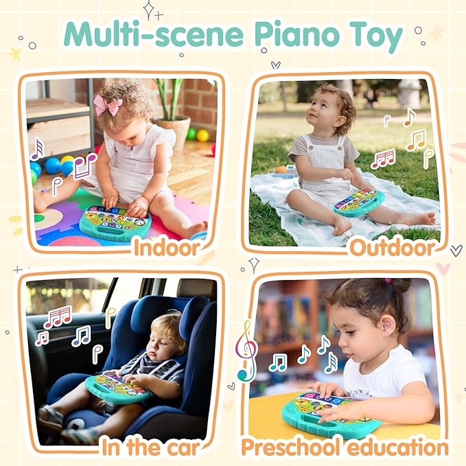 PLAY Baby Musical Toys - Toddler Piano Toy Keyboard Baby Piano & Drum Toys Infant Piano with Animals Sound Early Learning Educational Interactive Musical Gift Toy for 1 Year Old Boys Girls