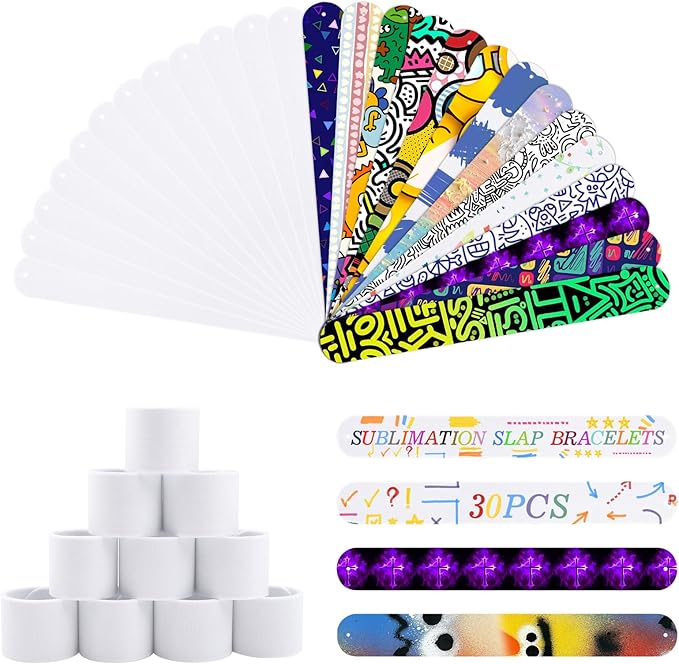 30Pcs Sublimation Slap Bracelets Blank, Slap Bracelets Wristbands for Sunday School Supplies Kids Gifts Birthday Party Favors (Religious)
