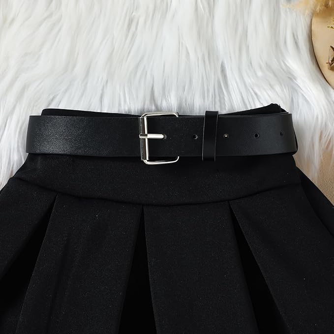 Fernvia Toddler Baby Girl Fall Winter Skirt Set Turtleneck Ribbed Long Sleeve T-Shirt Top & Plaid Skirts Dress 2Pcs Outfits