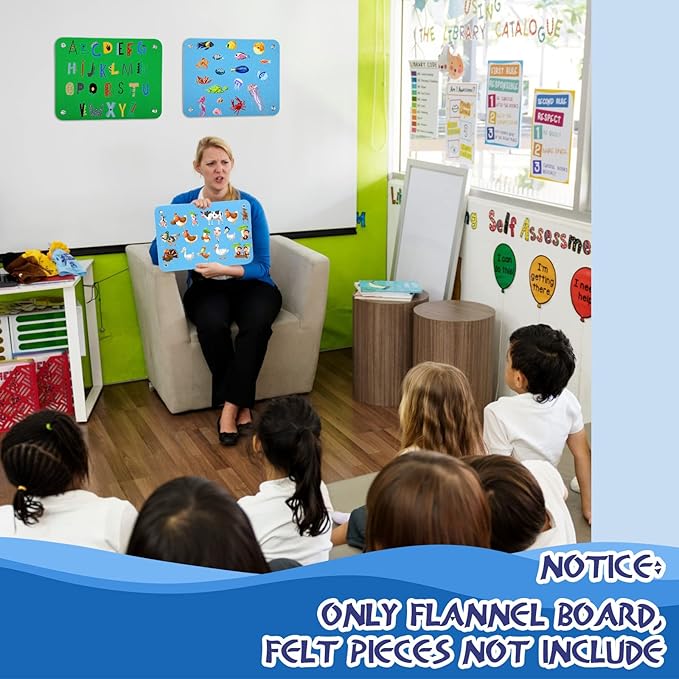 4 Pieces Felt Board for Toddlers Classroom Flannel Board Stories for Preschool Homeschooling, Kids Felt Story Activity Wall Hanging Children Birthday Gifts, 11.8 x 15.75 Inch, 2 Colors