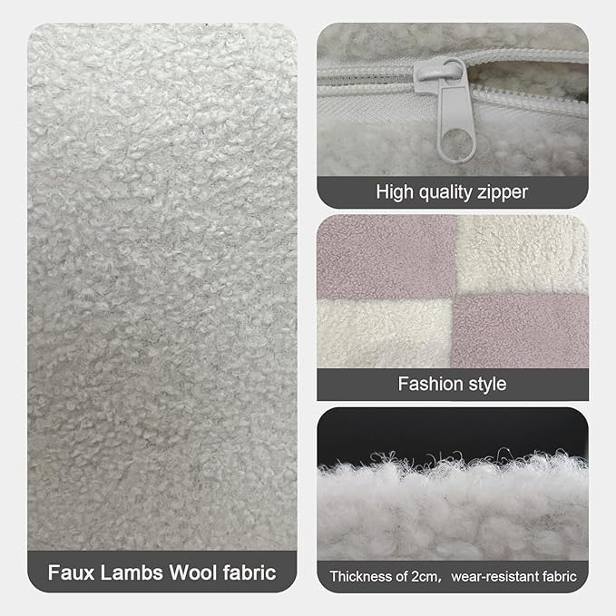 Louis Donné Stuffed Pouf Ottoman, Pouf with Memory Foam Filler, Ottoman Pouf for Foot Rest, Fabric Bean Bag Cubes, Boho Footstool for Living Room Bedroom, Two-Color Splicing Pouf (Pink)