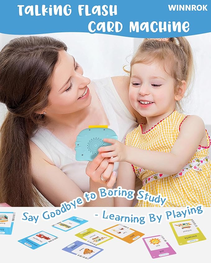 510 Words Spanish English Bilingual Talking Flash Cards, Toddler Learning Montessori Toys for Kids Ages 1 2 3 4 5 6 Year Old Daughter Son, Birthday Gifts for Boys Girls Autism Autistic Sensory Toys