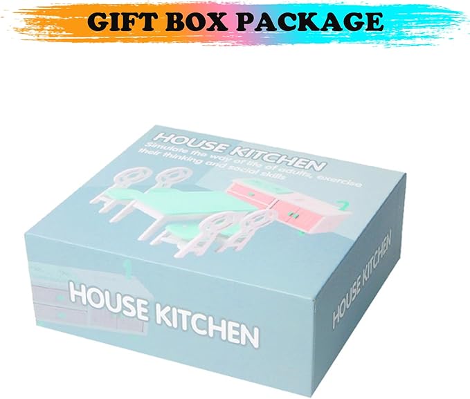 Wooden Dollhouse Furniture Set, Kitchen Dinning Room Set, Doll House Furniture of Table Chair, Birthday Gifts for Girls Boys (Dinning Room)