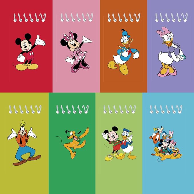 24 Pieces Mini NotePads Mouse Themed Party Favor as Mickey Minnie Theme Notepads Spiral Notepads Birthday Teacher Classroom Rewards Supplies for Kids Party Goody Bags Stuffers, 2.36 x 3.94 Inches