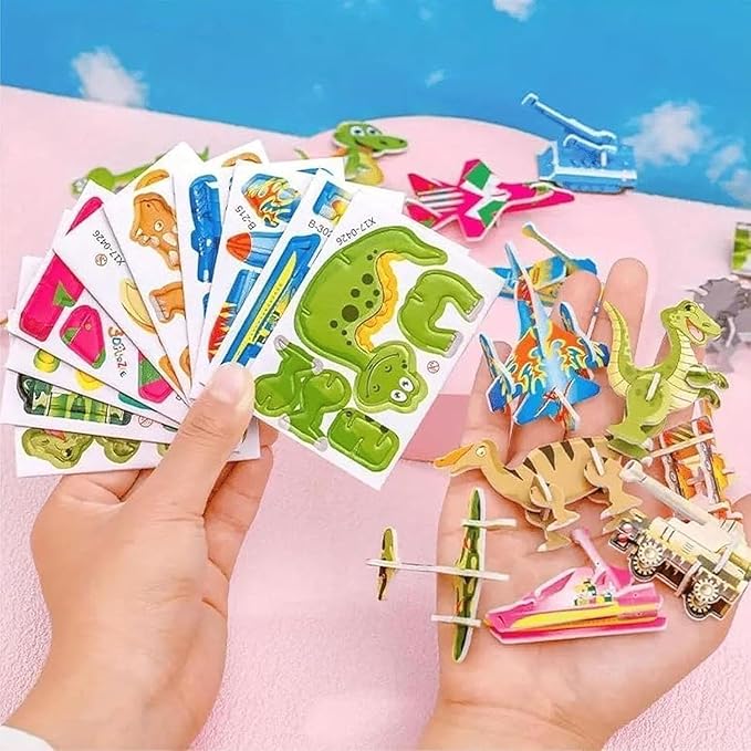 30PCS Flowarmth Puzzle, 3D Cartoon Puzzles for Kids Ages 4-8, Educational 3D Cartoon Puzzle, 30PCS Not Repeating 3D Puzzles for Kids, DIY 3D Animal Jigsaw Puzzles Art Crafts Gifts (Dinosaurs)