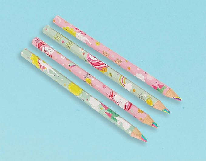 amscan Unicorn Multi-Color Pencils - Pack of 8 (7.38") - Perfect for Art, Drawing, and Creativity