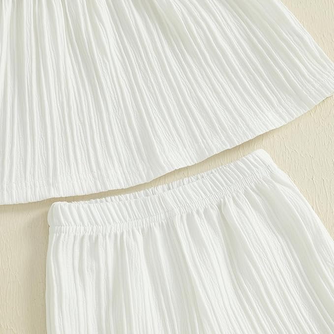 6M-5T Little Girl Clothes Boho Outfit Straps Hearts Shirts Cami Tank Tops Wide Leg Pants Baby Girl Summer Clothes