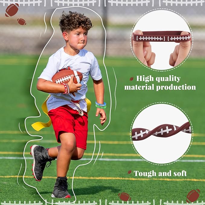 36 Pcs Football Silicone Bracelets Sport Theme Football Party Favors Accessories Gift for Football Birthday Party Decorations Football Theme Birthday Party Supplies Gifts, 6 Designs