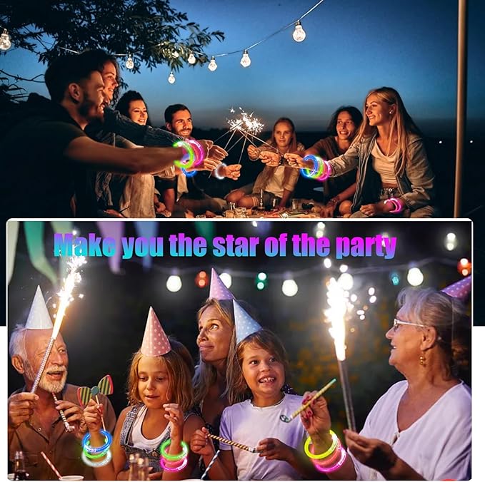 90 Pcs LED Bracelets,6 Color Glow Sticks Bracelets,Light Up Bracelets,Glow In The Dark Bracelets,LED Party Supplies for Kids Adults,Light Up Party Favors for Concert Birthday Carnival