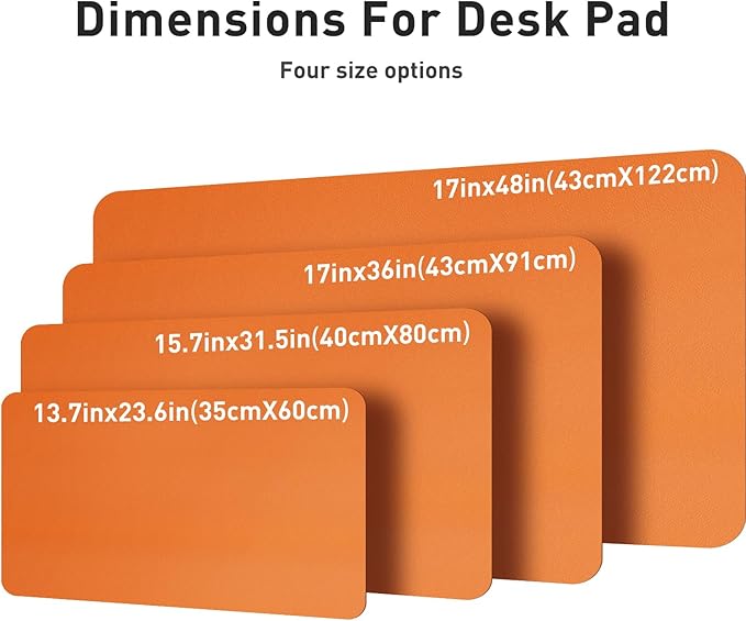 Aothia Leather Desk Pad Protector, Mouse Pad, Office Desk Mat, Non-Slip PU Leather Desk Blotter, Laptop Desk Pad, Waterproof Desk Writing Pad for Office and Home (23.6" x 13.7", Hermes Orange)