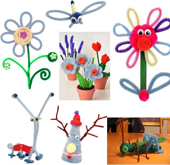 TOAOB 100pcs Pipe Cleaners Grey Chenille Stems 6mm x 12 Inch Fuzzy Sticks Craft Supplies for Art DIY Crafts Decorations