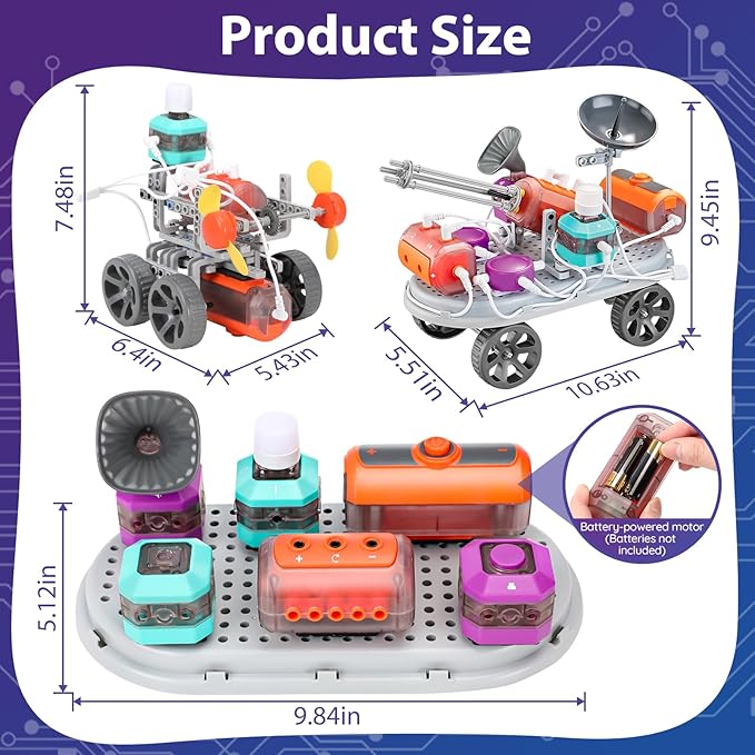 201PCS Circuit Board for Kids 110 Projects STEM Science Kit for Boys 8-14 Includes 15-in-1 Electric Assemble Models Educational Toy DIY Science Experiments School Family Activity Christmas Bday Gift