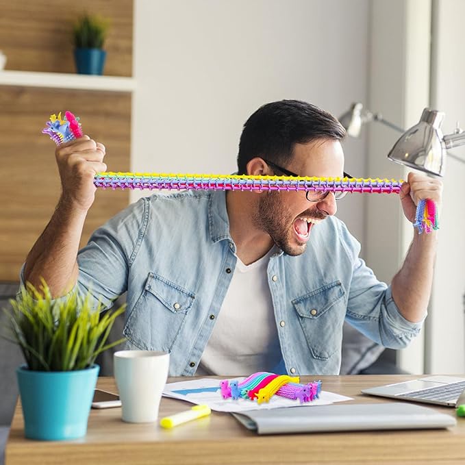 30 PCS Stretchy Fidget Toy,Sensory Fidget Worm Stretch Toys,Muticolor Stretchy Strings Toy for Stress Relief, Valentine's Day Easter Day Gift,Kids or Adults,Boys,Girls,Calming Party Favors
