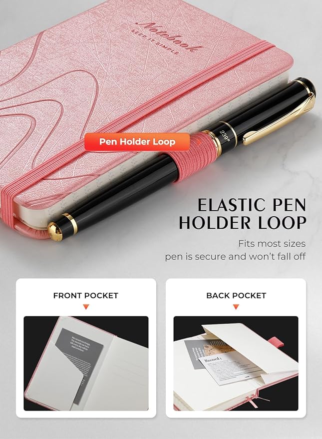 AISBUGUR Pocket Notebook, Small Notebook, 2-Pack Total 320 Pages,3.7" x 5.7" Pocket Notebook (2 Pack, Pink)