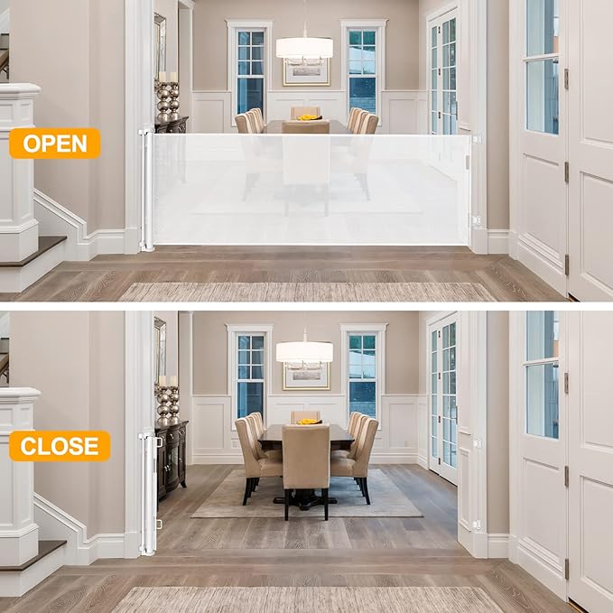 180 Inch Extra Wide Retractable Baby Gates Extra Wide Dog Gates for The House Extra Wide Pet Gates for Dogs Extra Wide Baby Gates Extra Long Baby Gates for Large Openings Extra Large Pet Gate