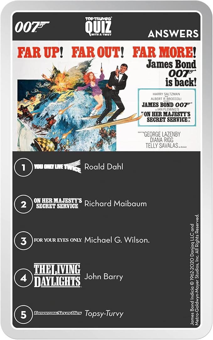 Top Trumps James Bond Movie Trivia Ggame: Quiz Games - Trivia Quiz - Kids Games - Games for Adults - Great Travel Games and Road Trip Games - Trivia Outdoor Games 2+ Players