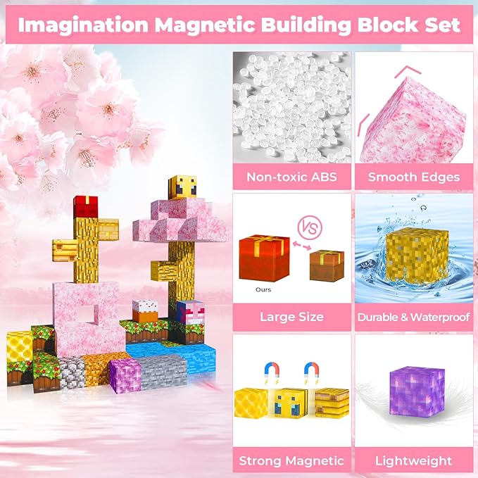 80Pcs Magnetic Blocks Craft World Set, Magnetic Blocks Le Building go Toys for Kids,STEM Sensory Toys for Toddlers Kids Christmas Birthday Gifts for 3+ Years Old Girls Boys