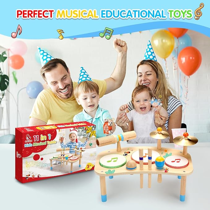 OATHX Kids Drum Set - 11 in 1 Musical Instruments for Toddlers Baby Preschool Educational Musical Toys, Montessori Toys for Kids Ages 1-6