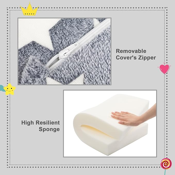 ALIMORDEN 2-in-1 Flip Out Cuddly Sherpa Toddler Couch, Convertible Sofa to Lounger, Star