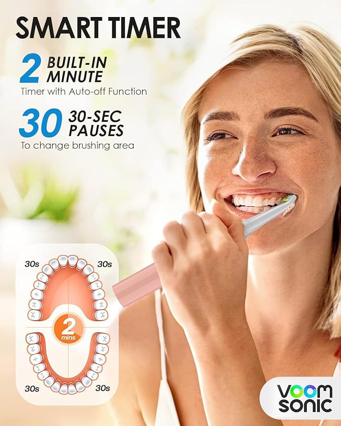 Voom Sonic Go 1 Series Travel Electric Toothbrush | Travel Toothbrushes - Battery Operated Toothbrush for Adults & Kids, Dentist Recommended Toothbrush, Portable with 2 Minute Timer (Pink)