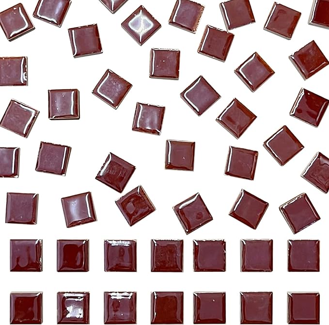 70 Pieces Coffee Ceramic Mosaic Tiles for Crafts 4/5" Square Mosaic Tiles Stained Ceramic Sheets Craft Material Supplies for House Number Making Flower Pots DIY Mosaic Table Home Decor