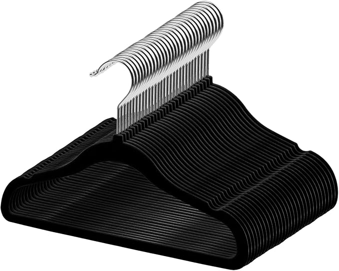 Kids Velvet Hangers, Velvet Baby Hangers Kids Felt Hangers Toddler Velvet Hangers (Black 30Pack)