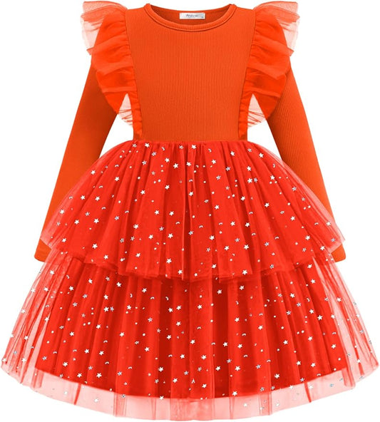 Arshiner Toddler Dress Baby Girls Tutu Tiered Formal Party Sequin Tulle Dresses Fall Winter Clothes for 1-6 Years