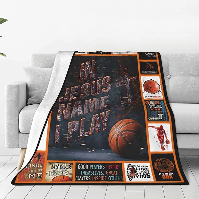 Basketball Blanket Basketball Print Throws Blanket Sports Lover Gifts for Men Basketball Decor Soft Cozy Fleece Plush Warm Flannel Bedding Blanket for Boys Kids Adults Couch Bed 50"X60"