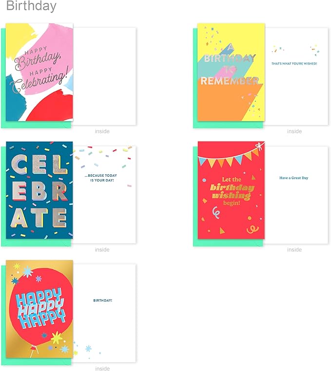 American Greetings 25-Count Birthday Card Assortment with Envelopes, Seals, and Storage Box (Celebrate)