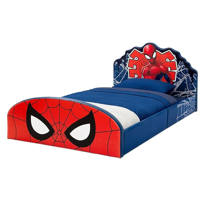Delta Children Marvel Spider Man Upholstered Twin Bed, Red/Blue