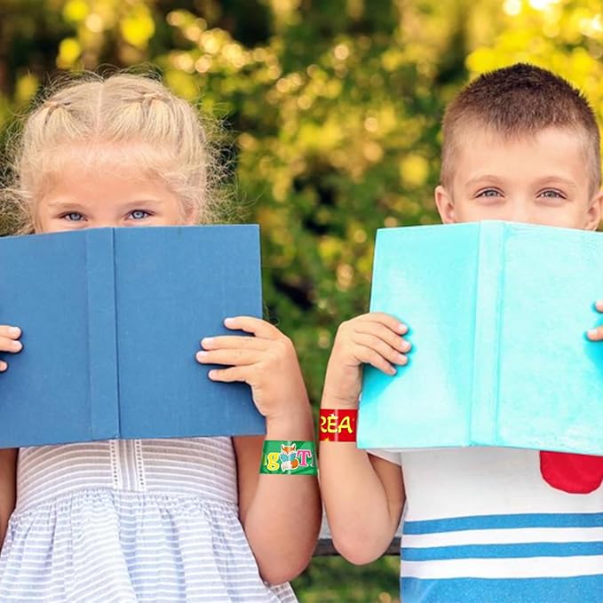 48 Pcs Reading Book Love to Read Slap Bracelets Party Favors, Book Wristbands Bracelets Goodie Bag Fillers for Reading Book Birthday Party Decorations Supplies for Kids Classroom Rewards