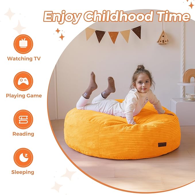 MAXYOYO 3 in 1 Kids Bean Bag Chair Bed, Convertible Chair Folds from Bean Bag to Lounger, Child Floor Sofa for Gaming, Reading, Floor Mattress with High-Density Foam Filling