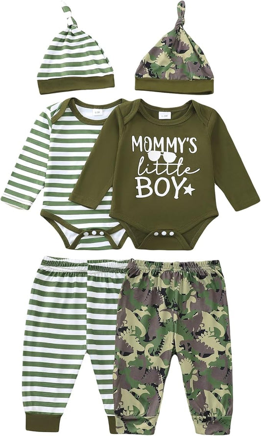 Newborn Baby Boy Clothes Infant Boys Outfits Romper 2-Pack Cute Baby Boy Pants Set Hat 0 3 6 9 12 18 Months