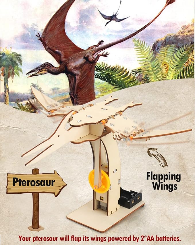 Poraxy 4 Pack Dinosaur Toys for Kids 8-12, STEM Kits, Toys for Ages 8-13, Wooden 3D Puzzle, Educational Science Building Projects Crafts, Birthday Gifts for Boys Girls 7 8 9 10 11 12 13 Years Old