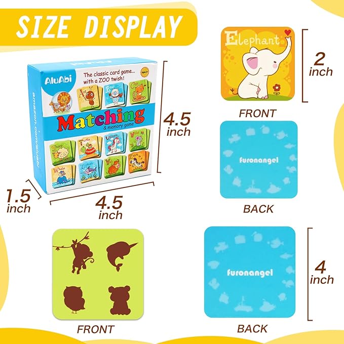 Animal Letter Memory Game ABC Learning for Toddlers, Fun Matching Game, Educational Toys for Kids, Preschool Learning Toys and Alphabet Flash Cards for Boys & Girls Age 4 to 8