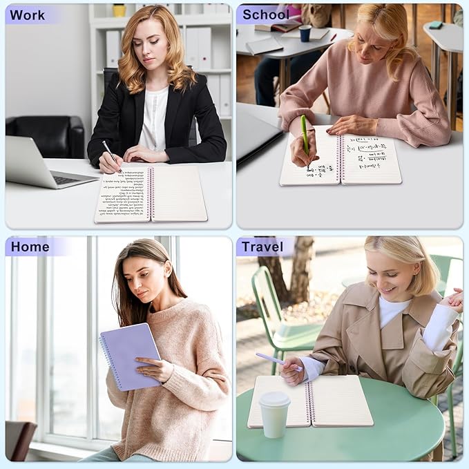 ABERLLS Purple Lined Spiral Journal Notebook with 160 Pages, 8×5.7in, A5 Spiral Notebook, Journaling Notebooks for Work, School, Women, Men, College Ruled Spiral Notebook, Hardcover Leather Journals