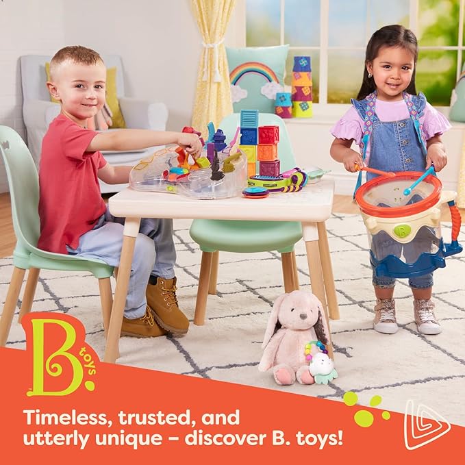 B. toys- B. spaces- Table and Chair Set- Furniture For Toddlers- 1 Craft Table & 2 Chairs- Natural Wooden Legs- Mint- 3 years +