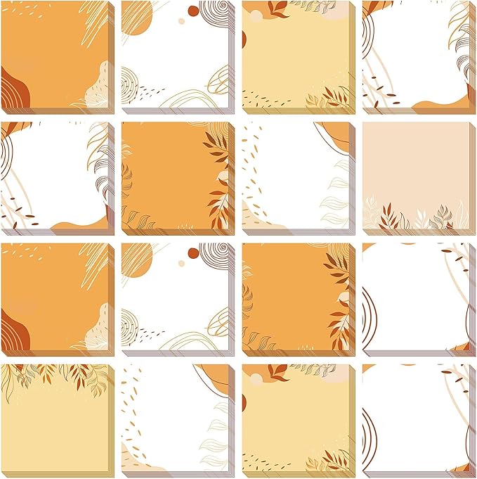 16 Pieces Fall Sticky Notes Fall Boho Style Design Self-Adhesive Note Pads Sticky Memo Notes for School Office Home Supplies Students Teachers Present