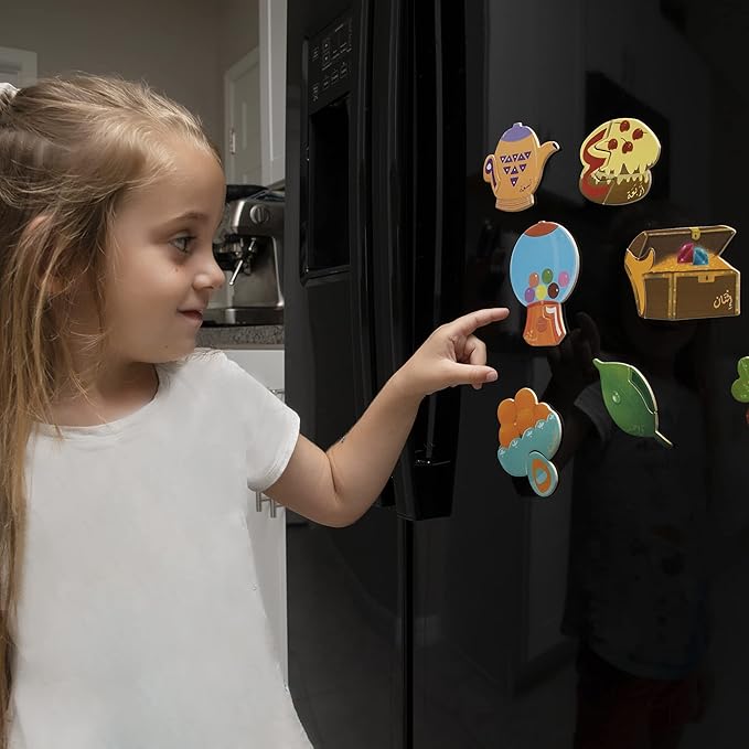 Arabic Wooden Matching Number Magnets Game, Educational Matching Game for Toddlers 3+ Years Old - Self-Correcting Number Puzzle for Kids- Magnetic Learning Toy with Wooden Pieces