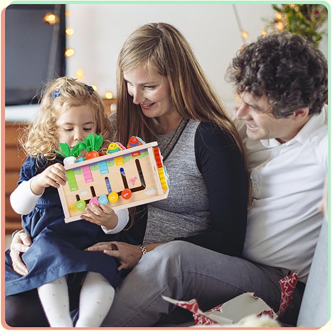 Ancaixin 6-in-1 Montessori Tissue Box Toy for 6+ Months Baby, Wooden Activity Cube, Puzzles 12-18 Months, Perfect 1 Year Old Girl Boy Gifts, Sensory Toys for Toddlers 1-3, Baby 1st Birthday Gift