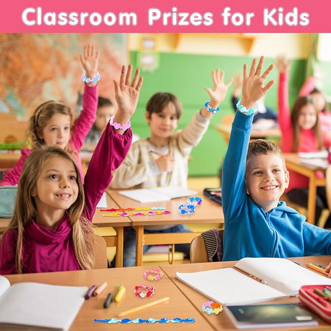 24 PCS Heart Pop Bracelets Its Valentines Day Gifts for Kids Valentine Day Party Favors Kids Fidget Toys Bulk Fidgets for Classroom Prizes Birthday Goodie Bag Stuffers Sensory Toys Pack for Girls Boys