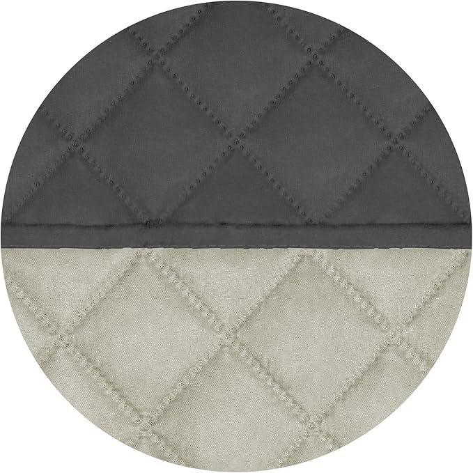 PureFit Reversible Quilted Sofa Cover, Water Resistant Slipcover Furniture Protector, Washable Couch Cover with Non Slip and Elastic Straps for Kids, Dogs, Pets (Oversized Loveseat, Dark Gray/Beige)