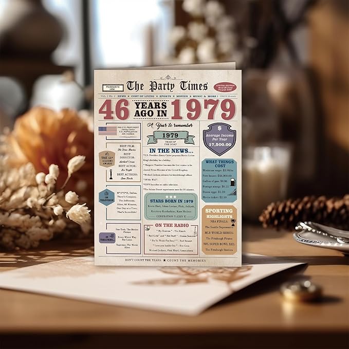 46th Birthday Gifts Men Women, 46th Birthday Card for Him Her, 46 Year Old Birthday Decorations for Husband Wife