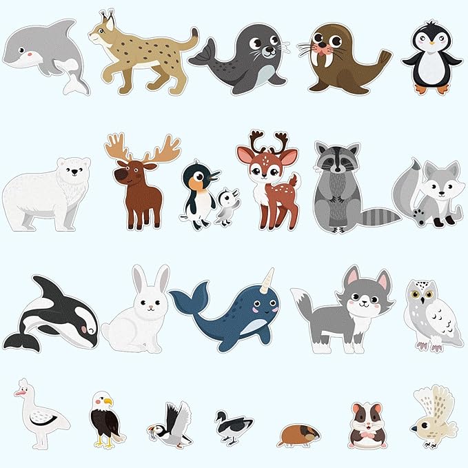 23 Pcs Felt Board Story Sets Polar Animals Felt Story Board Pieces Arctic Antarctica Ocean Animal Bear Penguin Whale Preschool Wall Storyboard Educational Learning Play Kit for Kids