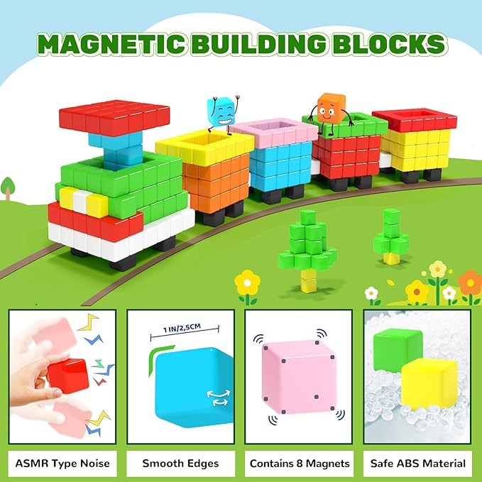 40pcs Magnetic Blocks for Toddler Toys, Large Magnetic Cubes Building Blocks Classroom Must Haves, STEM Preschool Montessori Sensory Magnet Toys for 3 4 5 6 Year Old Boys and Girls