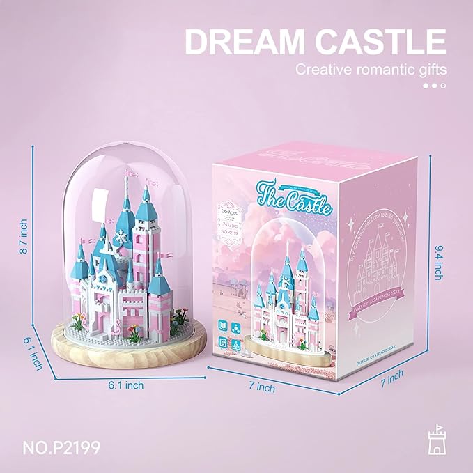 Architecture Sets Toy Building Blocks Pink Castle Set, House Building Blocks Set Miniature 1743 Pcs Micro Bricks Collectible Ideas Teen Girl Gifts Age 14 and up, DIY Decoration Home