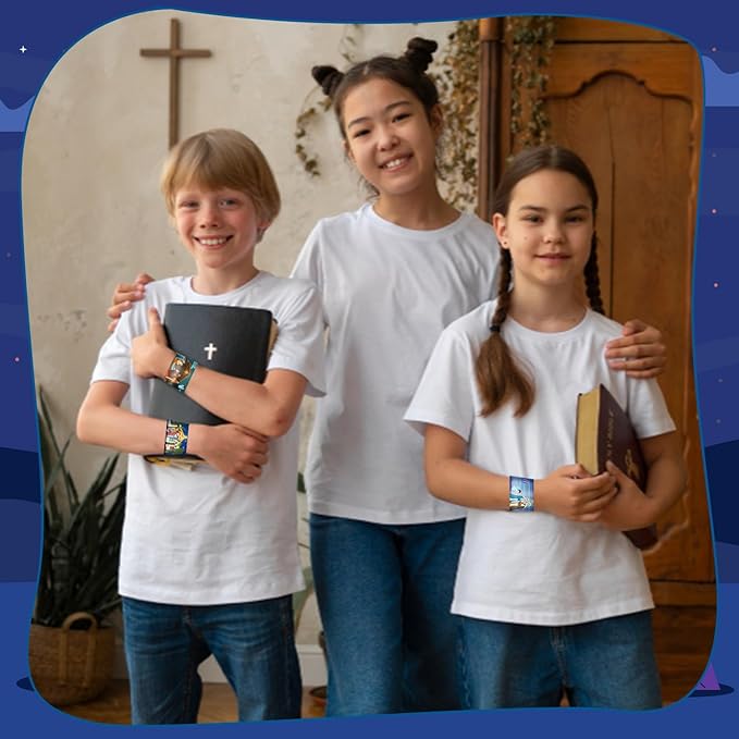 48 PCS Nativity Slap Bracelets, Religious Party Favors Slap Wristbands, Happy Birthday Jesus Slap Bracelets for Christmas Winter Holiday Party Religious Education Supplies