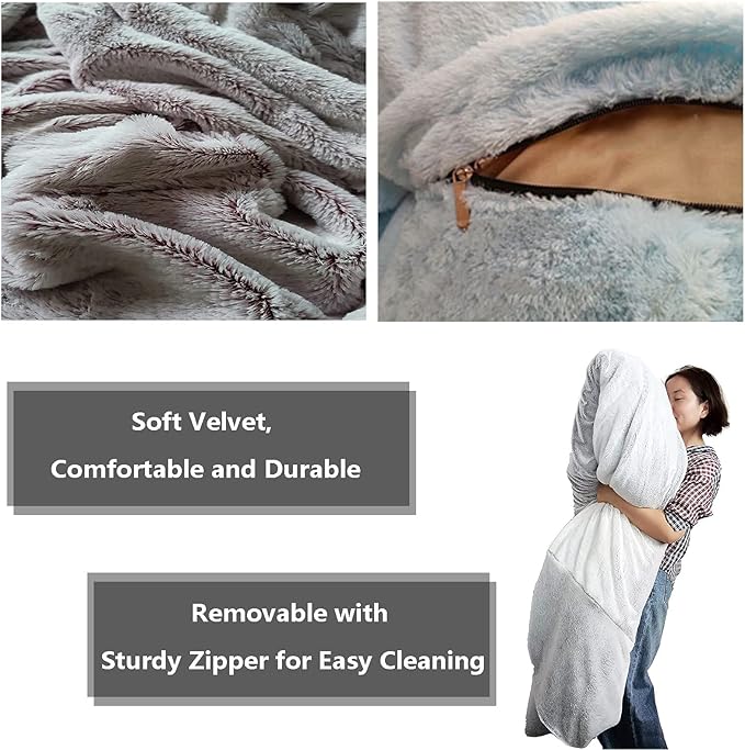 Giant Fur Bean Bag Chair Cover for Kids Adults, (No Filler) Living Room Furniture Big Round Soft Fluffy Faux Fur Beanbag Lazy Sofa Bed Cover (Grey, 5FT)